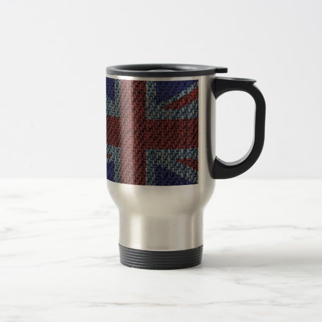 Denim Texture Pattern Union Jack British(UK) Flag Travel Mug (Right)