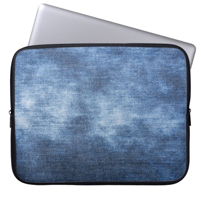 Denim Texture: Worn Fabric Background Laptop Sleeve (Front)