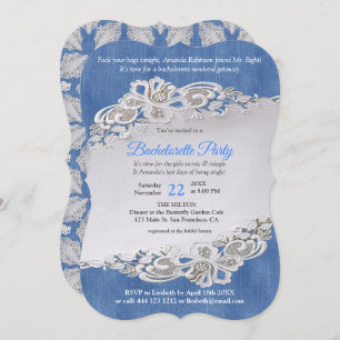 Denim Textured and flower Lace Invitation