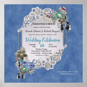 Denim Textured Lace and Costume Jewelry Poster