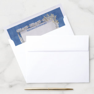 Denim Textured Lace and Pearls Envelope Liner