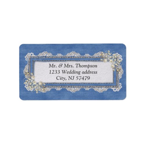 Denim Textured Lace and Pearls Label