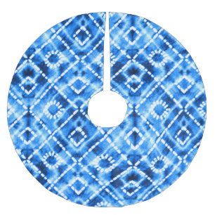 Denim Tie Dye Texture: Modern Elegance. Brushed Polyester Tree Skirt