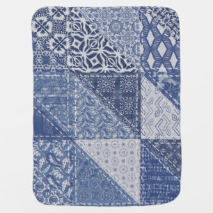 Denim Triangle Patchwork Vintage Texture. Baby Blanket
