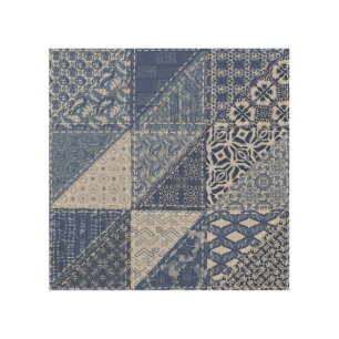 Denim Triangle Patchwork Vintage Texture. Wood Wall Art