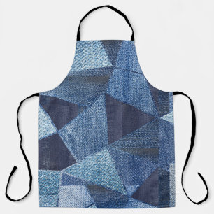 Denim Urban: Distressed Striped Patchwork. Apron