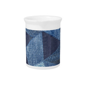 Denim Urban: Distressed Striped Patchwork. Beverage Pitcher