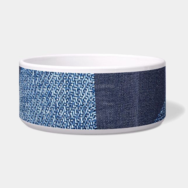 Denim Urban: Distressed Striped Patchwork. Bowl (Front)