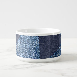 Denim Urban: Distressed Striped Patchwork. Bowl