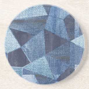 Denim Urban: Distressed Striped Patchwork. Coaster