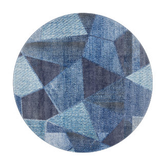 Denim Urban: Distressed Striped Patchwork. Cutting Board