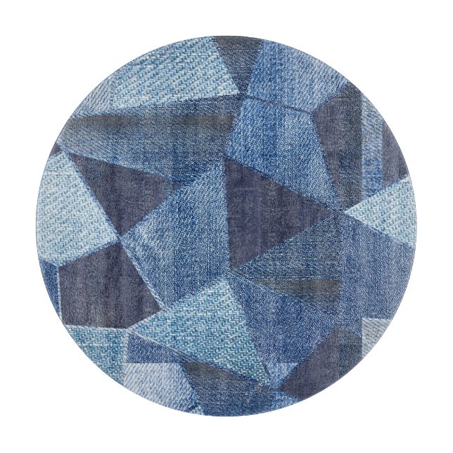 Denim Urban: Distressed Striped Patchwork. Cutting Board (Front)