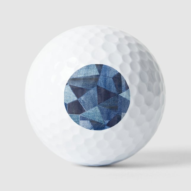 Denim Urban: Distressed Striped Patchwork. Golf Balls (Front)