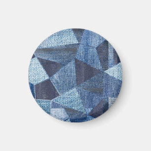 Denim Urban: Distressed Striped Patchwork. Magnet