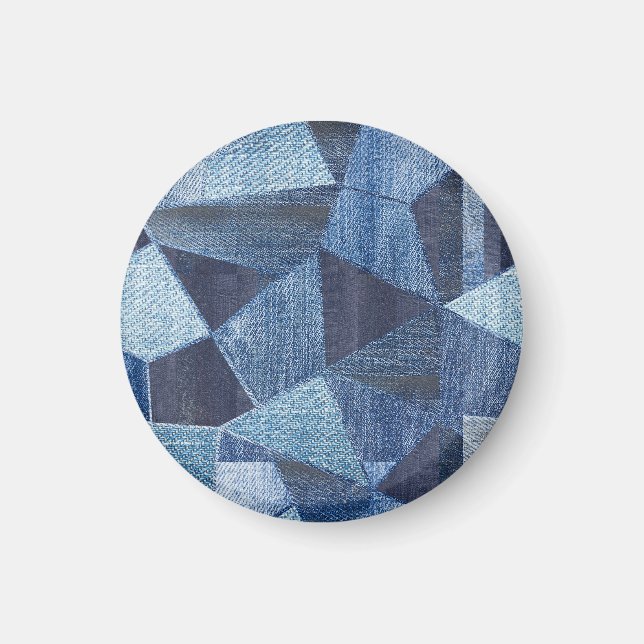 Denim Urban: Distressed Striped Patchwork. Magnet (Front)