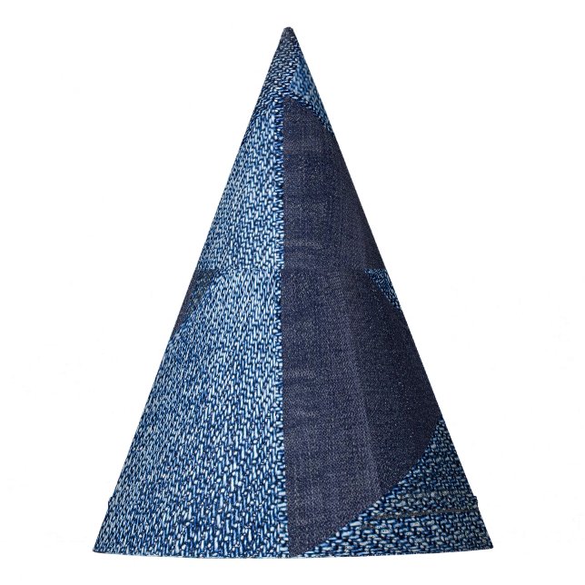 Denim Urban: Distressed Striped Patchwork. Party Hat (Front)