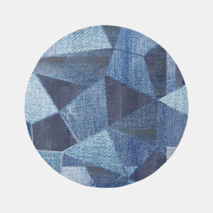 Denim Urban: Distressed Striped Patchwork. Rug