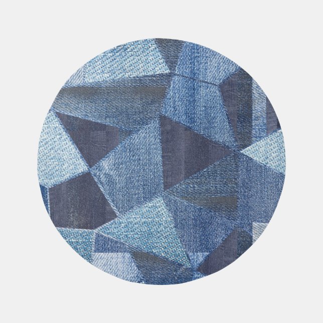 Denim Urban: Distressed Striped Patchwork. Rug (Front)