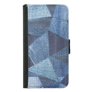 Denim Urban: Distressed Striped Patchwork. Samsung Galaxy S5 Wallet Case
