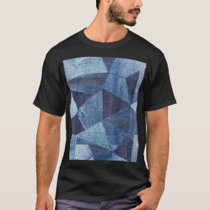 Denim Urban: Distressed Striped Patchwork. T-Shirt
