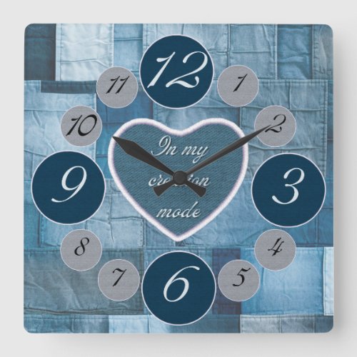 Denim wall clock for sewing lovers