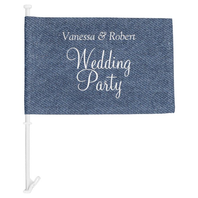 Denim Wedding Party Car Flag (Front)