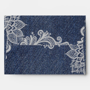 Denim & White Floral Lace Elegant Invitation Envelope