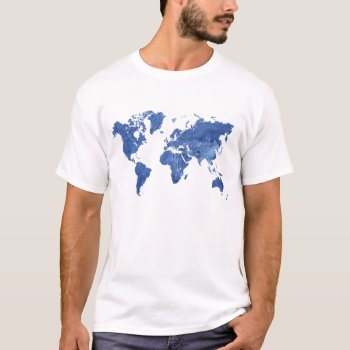 Denim World Map T-shirt by Hakonart at Zazzle