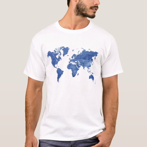 Denim World Map T_Shirt