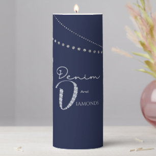 Denims and diamonds Pillar Candle