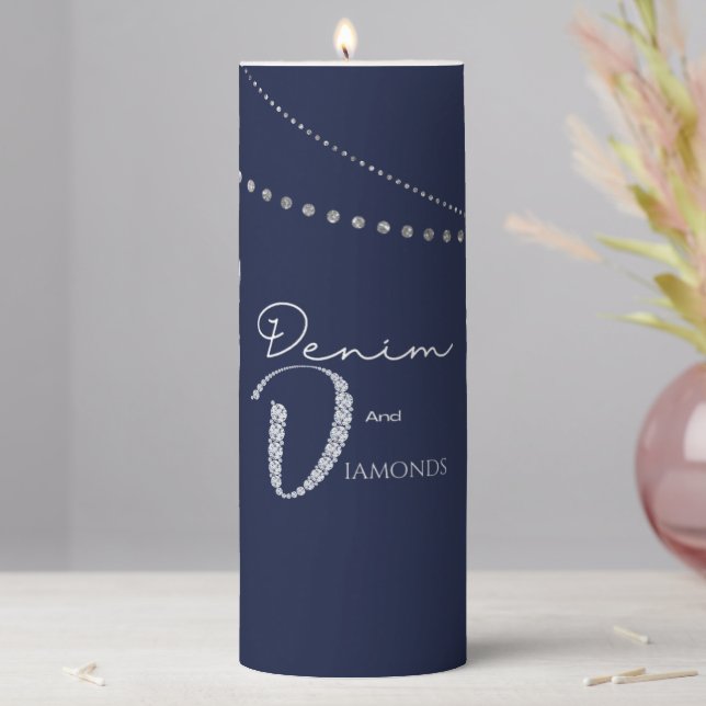 Denims and diamonds Pillar Candle (In Situ)