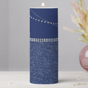 Denims and diamonds Pillar Candle