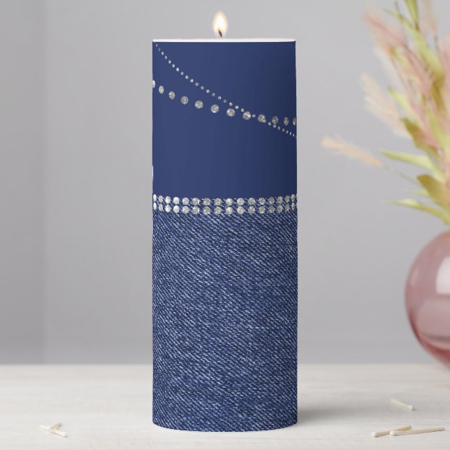 Denims and diamonds Pillar Candle (In Situ)