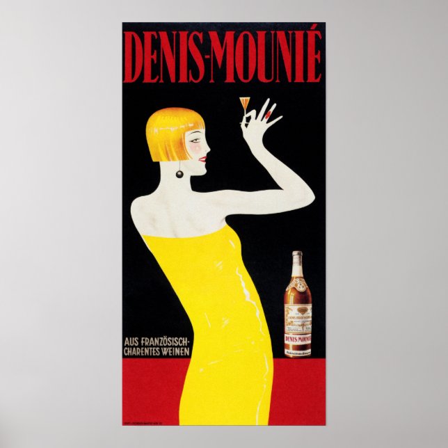 DENIS MOUNIE French Wines Liquor Art Deco Advert Poster (Front)