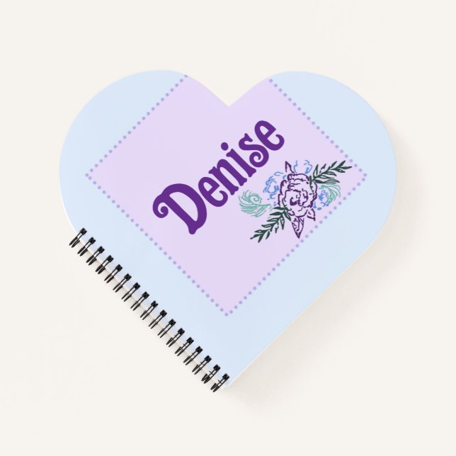 Denise Aqua Rose Heart Notebook (Front)