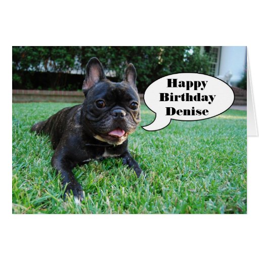 Denise Happy Birthday French Bulldog Card | Zazzle