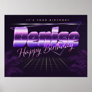 Denise Name Vorname lila retro Poster Geburtstag