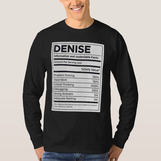 Denise Nutrition Information  Problem Solving Hard T-Shirt (Front)
