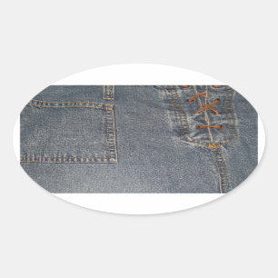 Denium Fabric Background Oval Sticker