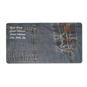 Denium Fabric Background Shipping Label