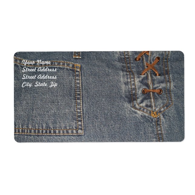 Denium Fabric Background Shipping Label (Front)