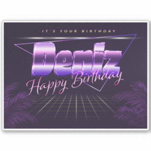 Deniz name first name lila retro sticker birthday