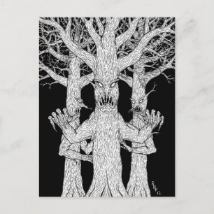 Denizens of the Diabolic Wood Weird Horror Art Postcard