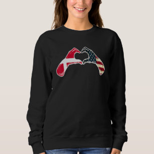 Denmark American USA Flag USA Danish Heart 1 Sweatshirt