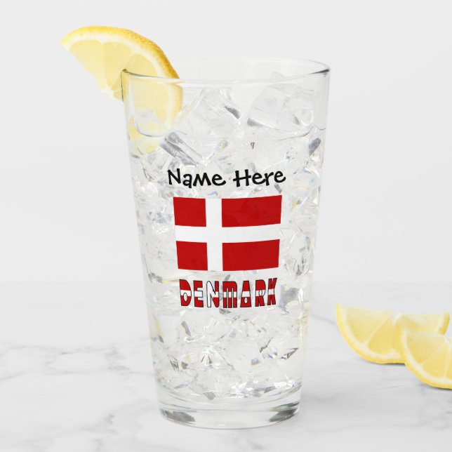 Denmark and Danish Flag Personalized  Glass (Front Ice)