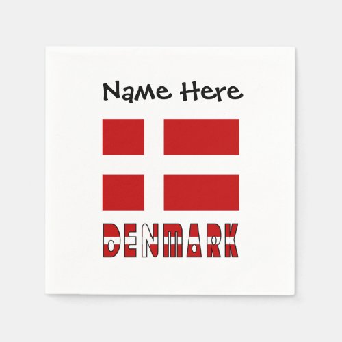 Denmark and Danish Flag Personalized  Napkins