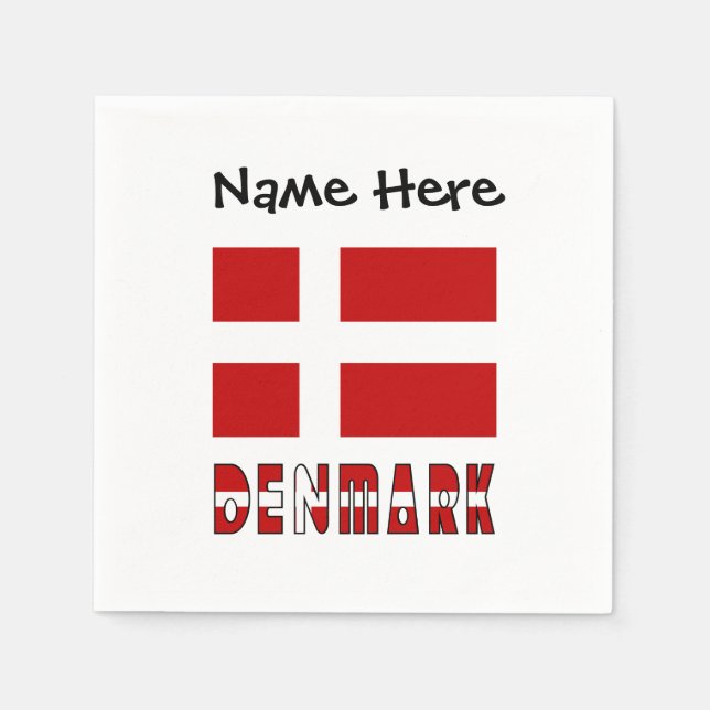 Denmark and Danish Flag Personalized  Napkins (Front)