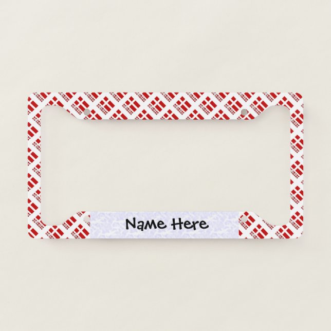 Denmark and Danish Flag Tiled Personalized  License Plate Frame (Front)
