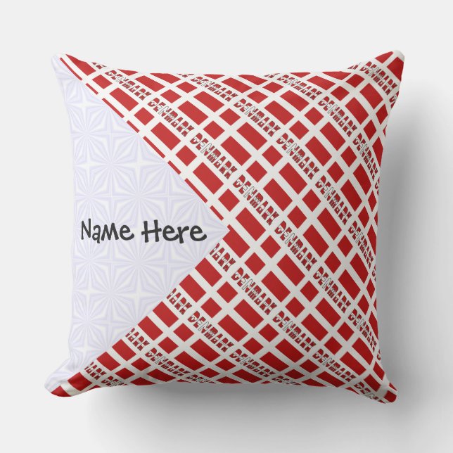 Denmark and Danish Flag Tiled Personalized  Outdoor Pillow (Front)