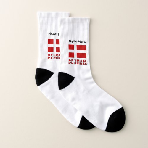 Denmark and Danish Flag with Your Name Socks